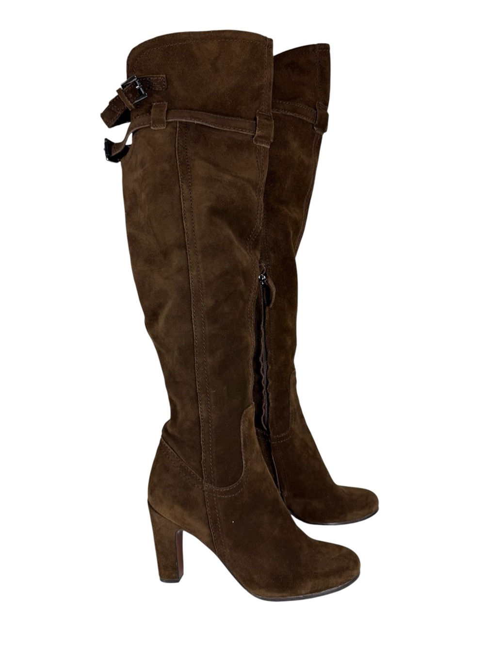 Sam Edelman Sutton Chocolate Brown Suede Leather Over the Knee Boots Sz 8.5